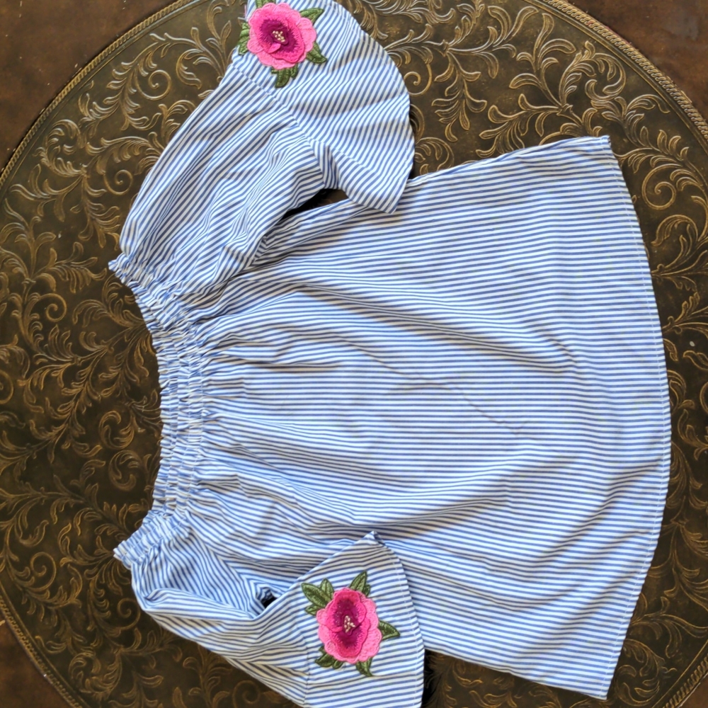 Girls Speed Limit Beautiful Off the Shoulder  Blouse, Size Large (14/16), blue